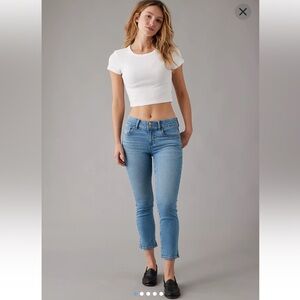 American Eagle Outfitters Women's Artist Crop Super Stretch Jeans - Dark Blue